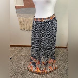 ANTHROPOLOGIE SKIES ARE BLUE Lined Boho Maxi Skirt w Side Slits M
